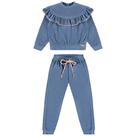 Conjunto Menina Blusão e Calça em Plush Azul - Kiki Xodó.
