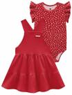 Conjunto Menina Body Estampado E Vestido Salopete - Carinhoso Vermelho G