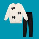 Conjunto Menina Cinti Blusão Moletom c/ Laço e Legging Couro Tamanho:10