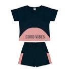 Conjunto menina cropped shorts good vibes marlan Conjunto menina cropped shorts good vibes marlan