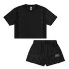 Conjunto Menina Juvenil Mod.Me Blusa Algodão c/ Apliques e Short Moletinho Denim Preto