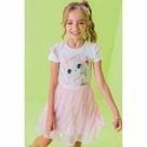 Conjunto Menina Kukiê Blusa Cotton e Saia em Plissado e Paetê - Kukie