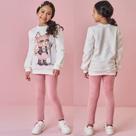 Conjunto Menina Kukiê Blusão Moletom Peluciado e Legging Cotelê Rosa Tamanho:3