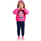 Conjunto Menina Kyly Casaco e Calça em Moletom Peluciado na cor Rosa/Marinho Tamanho:4