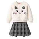Conjunto Menina Kyly Casaco em Pelo e Saia Rodada em Jacquard Gatinho Tamanho:6 Conjunto Menina Kyly Casaco em Pelo e Saia Rodada em Jacquard Gatinho Tamanho:6