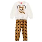 Conjunto Menina Kyly Casaco Moletom Peluciado e Legging Molicotton Estampado Off/Caramelo Tamanho:3