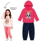 Conjunto Menina Kyly em Moletom Peluciado Estampa Pets cor Pink/Marinho Tamanho:2