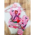 Conjunto Menina Legging Temático Princesa Sofia +Laço de Cabelo