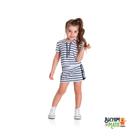 Conjunto menina listras - blusa e saia cotton com short interno