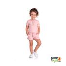 Conjunto menina - love you - blusa capuz meia malha e short moletinho