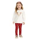 Conjunto Menina Milon Casaco Moletom Peluciado e Legging Molecotton Peluciado Off/Vermelho Tamanho:4