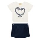 Conjunto Menina Milon Cropped Cotton e Short Saia Gorgurinho Off/Marinho