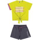 Conjunto Menina Mod.Me Blusa Cropped Algodão e Shorts Moletinho