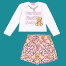 Conjunto Menina Momi Blusa em ALgodão e Shorts Saia Moletinho Estampada Ursinhos Tamanho:4