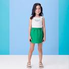 Conjunto Menina Momi Regata e Short Saia Branco/Verde