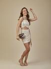 Conjunto Menina PinkX Cropped Saia Shine Dourado Moderno COR:NUDE BRILHOTAMANHO:14