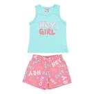 Conjunto Menina Roupa Infantil Regata + Shorts Estampa Hey Girl Versátil Moderninho Brandili