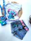 Conjunto menina short jeans e t-shirt disney - Stitch Conjunto menina short jeans e t-shirt disney - Stitch