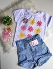 Conjunto menina short jeans e t-shirt disney - Stitch