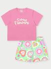 Conjunto Menina Sweet Flowers Rosa Abrange