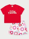 Conjunto Menina Sweet Flowers Vermelho Abrange