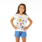Conjunto Meninas Blusa Branca Summer e Short Viscose Azul Vrasalon Conjunto Meninas Blusa Branca Summer e Short Viscose Azul Vrasalon