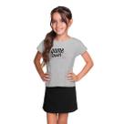 Conjunto Meninas Blusa Mescla Game Over e Saia Preta Have Fun