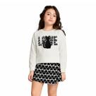 Conjunto Meninas Casaco Off-White Cat Love e Short Saia Preto Kyly Tamanho:4 anos
