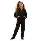 Conjunto Meninas Inverno Pelinho Com Capuz e Zíper Preto -
