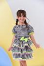 Conjunto Meninas Junino Preto Xadrez Cropped Com Mini Saia - Vestido Infantil