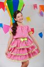 Conjunto Meninas Junino Rosa Xadrez Cropped Com Saia Luxo - Vestido Infantil