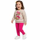 Conjunto Meninas Moletom Peluciado Amêndoa e Rosa Rena Bebê Kyly Tamanho:2 anos