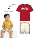 Conjunto Menino Alakazoo Camiseta Algodão e Bermuda Moletinho Listrada Vermelho Conjunto Menino Alakazoo Camiseta Algodão e Bermuda Moletinho Listrada Vermelho