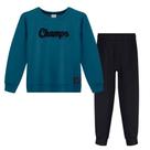 Conjunto Menino Alakazoo Casaco e Calça em Moletom Felpado na cor Azul Tamanho:16