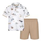 Conjunto Menino Alakazoo Polo Algodão Estampada e Bermuda Mo