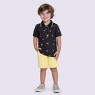 Conjunto Menino Alakazoo Polo em Algodão e Bermuda em Moletom Apolo - Marinho/Amarelo