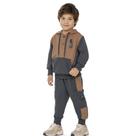 Conjunto Menino Angerô em Moletom Felpado com Botões na cor Cinza Escuro Tamanho:2