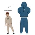 Conjunto Menino Angerô em Moletom Felpudo Casaco e Calça Azul Médio Tamanho:4