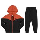 Conjunto Menino Angerô em Moletom Felpudo Jaqueta e Calça Preto/Laranja Tamanho:6