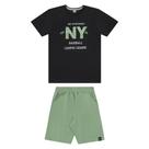 Conjunto Menino BGR Camiseta Algodão e Bermuda Piquet Preto/Verde