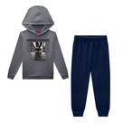 Conjunto Menino Blusa c/ Capuz e Bolsos Canguru e Calça Moletom Cinza/Marinho Conjunto Menino Blusa c/ Capuz e Bolsos Canguru e Calça Moletom Cinza/Marinho