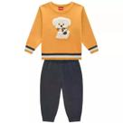 Conjunto Menino Blusa e Calça Moletom Cachorrinho Cor:AmareloTamanho:3
