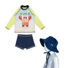 Conjunto Menino Blusa Sunga Forrada + Chapéu Proteção Solar