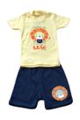 Conjunto Menino Camiseta Amarelo c/ Short Marinho Fome de Leão