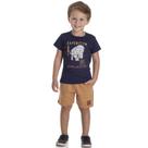 Conjunto menino camiseta bermuda moletinho marinho serelepe