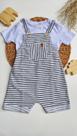 Conjunto Menino Camiseta e Jardineira Malha Eco Costão Cor:BrancoTamanho:2