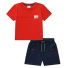 Conjunto Menino Camiseta em Meia Malha e Bermuda em Moletom sem Pelúcia LucBoo