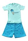 Conjunto Menino Camiseta Verde c/ Short Azul Sorvete