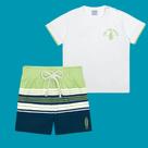 Conjunto Menino Divertto Camiseta Algodão e Bermuda em Nylon Branco/Verde