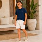 Conjunto Menino Divertto Camiseta Moletinho e Bermuda Tecido com Listras